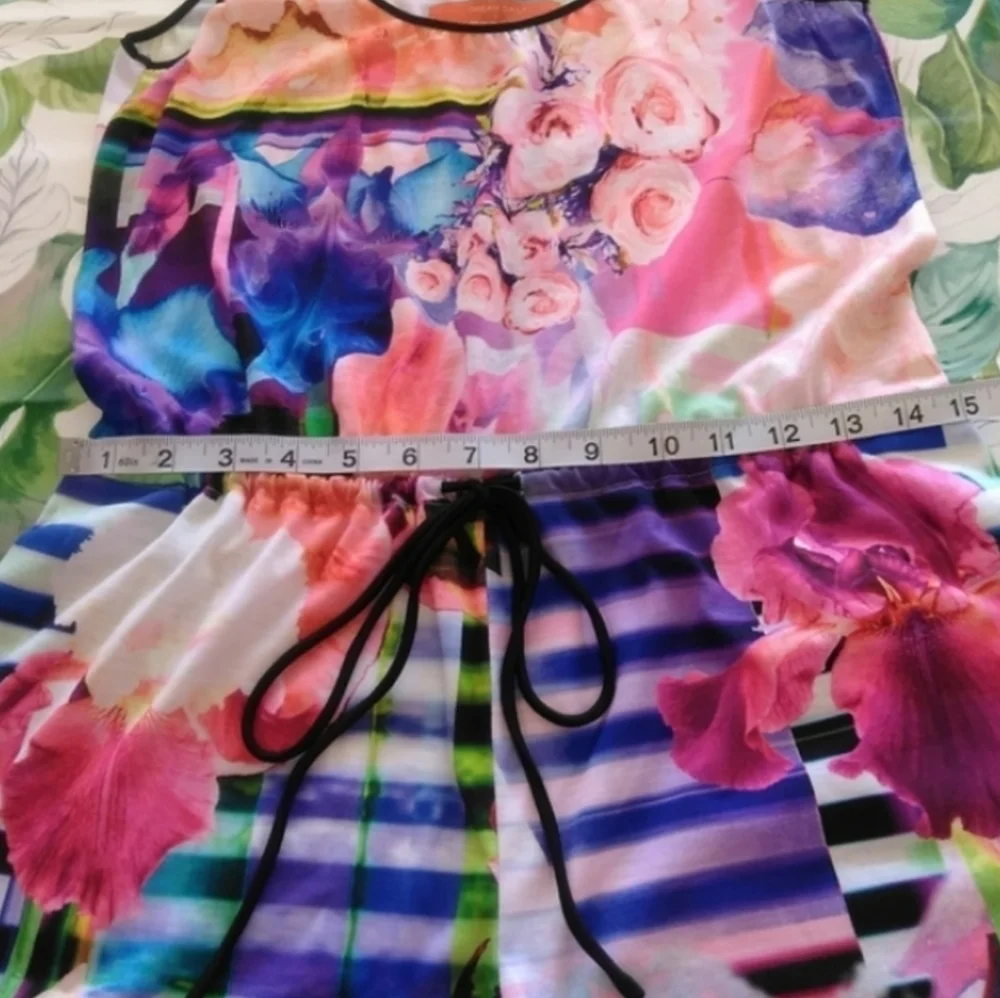 Colorful Floral Sleeveless Dream Daily by Clover Canyon Vibrant Romper Shorts